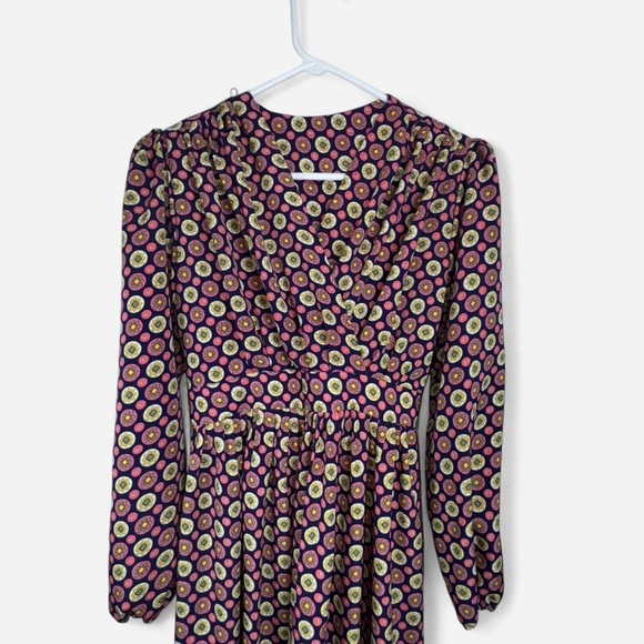 Vintage Boho Floral Maxi Dress Long Sleeve Tie Waist Retro Cottagecore - Picture 3 of 5